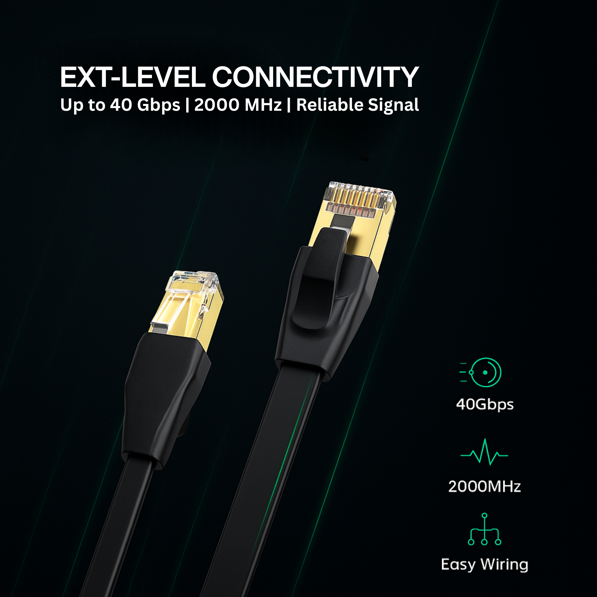 COMPIX Cat8 Ethernet Cable RJ45 Patch Cord 40Gbps 2000MHz Braided Double Shielded LAN – Gigabit Gaming & High-Speed Network Cable (Multiple Lengths) - Image 3