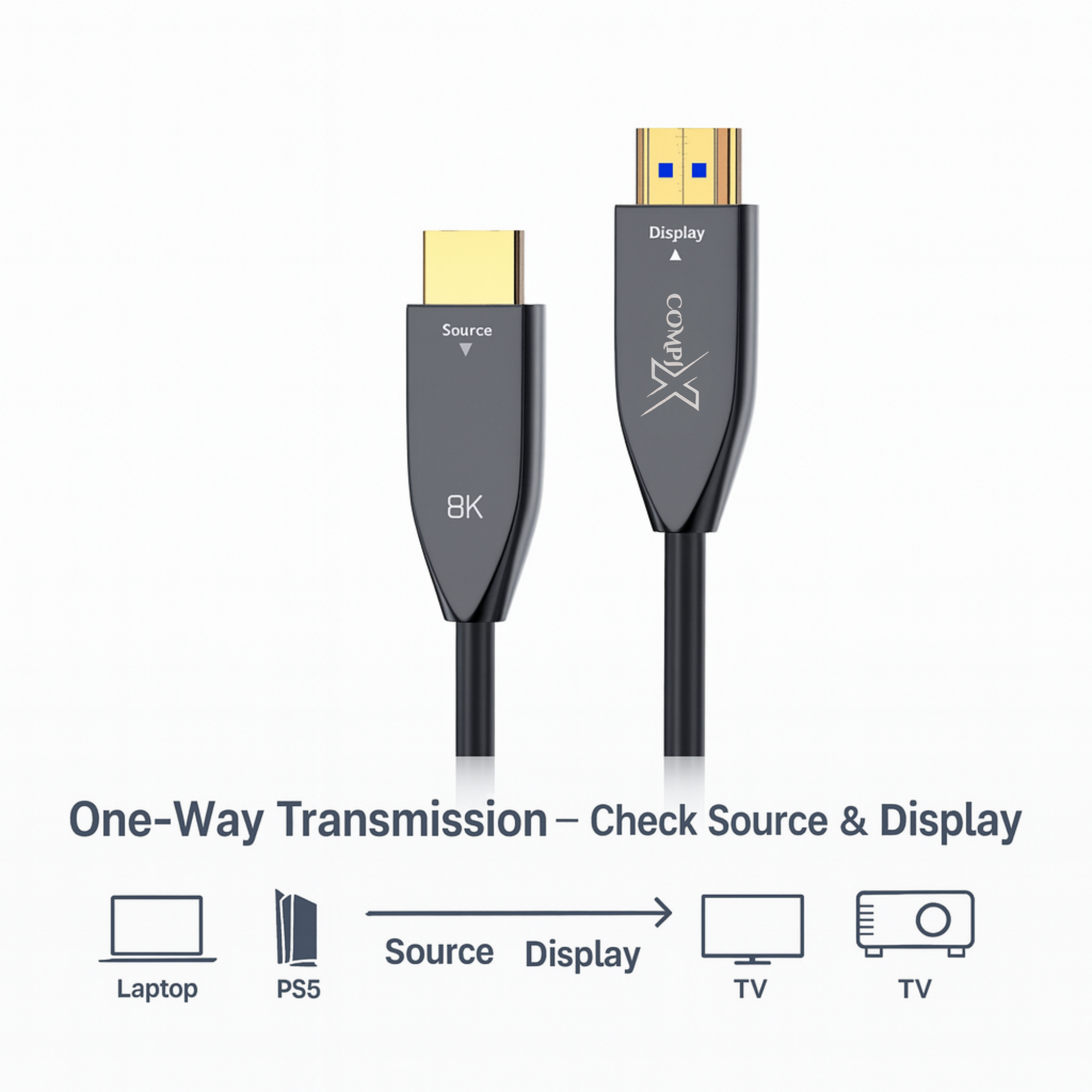 HDMI 2.1 Fiber Optic Cable 50M, High-Speed HDMI Cord 48Gbps, 8K@60Hz, 4K@120/144Hz, Active Optical Supports eARC/Dolby/HDR 10+/HDCP, Compatible with PS5/PS4, Xbox, MacBook Pro, Projector, TV - Image 6