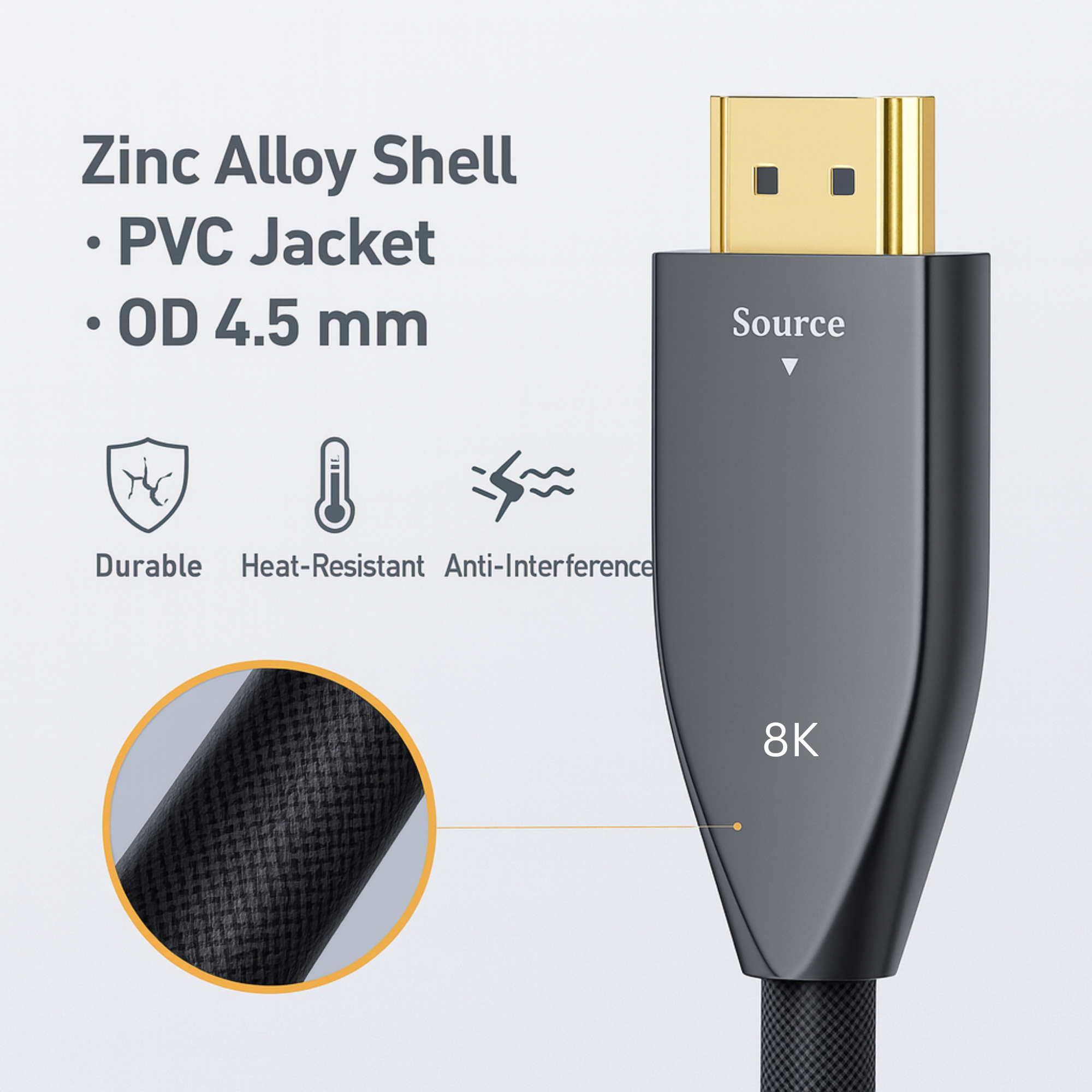 HDMI 2.1 Fiber Optic Cable 50M, High-Speed HDMI Cord 48Gbps, 8K@60Hz, 4K@120/144Hz, Active Optical Supports eARC/Dolby/HDR 10+/HDCP, Compatible with PS5/PS4, Xbox, MacBook Pro, Projector, TV - Image 8