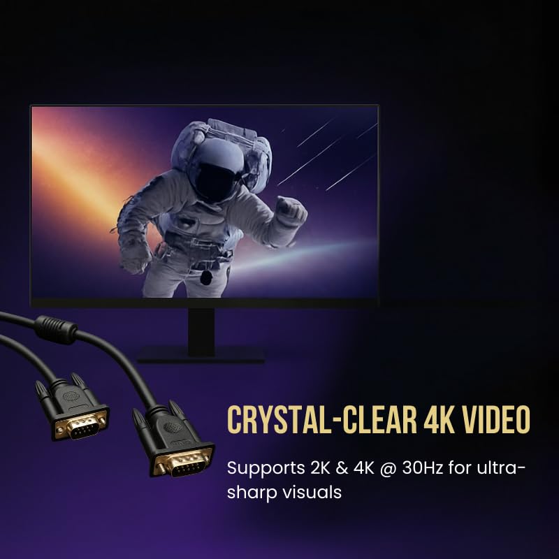 COMPIX VGA Cable 15-Pin Male to Male 1080P Full HD Gold-Plated Shielded Monitor & Projector Cable (Multiple Lengths) - Image 5