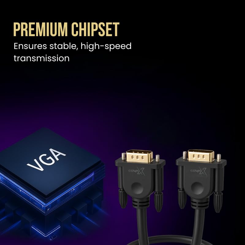 COMPIX VGA Cable 15-Pin Male to Male 1080P Full HD Gold-Plated Shielded Monitor & Projector Cable (Multiple Lengths) - Image 4