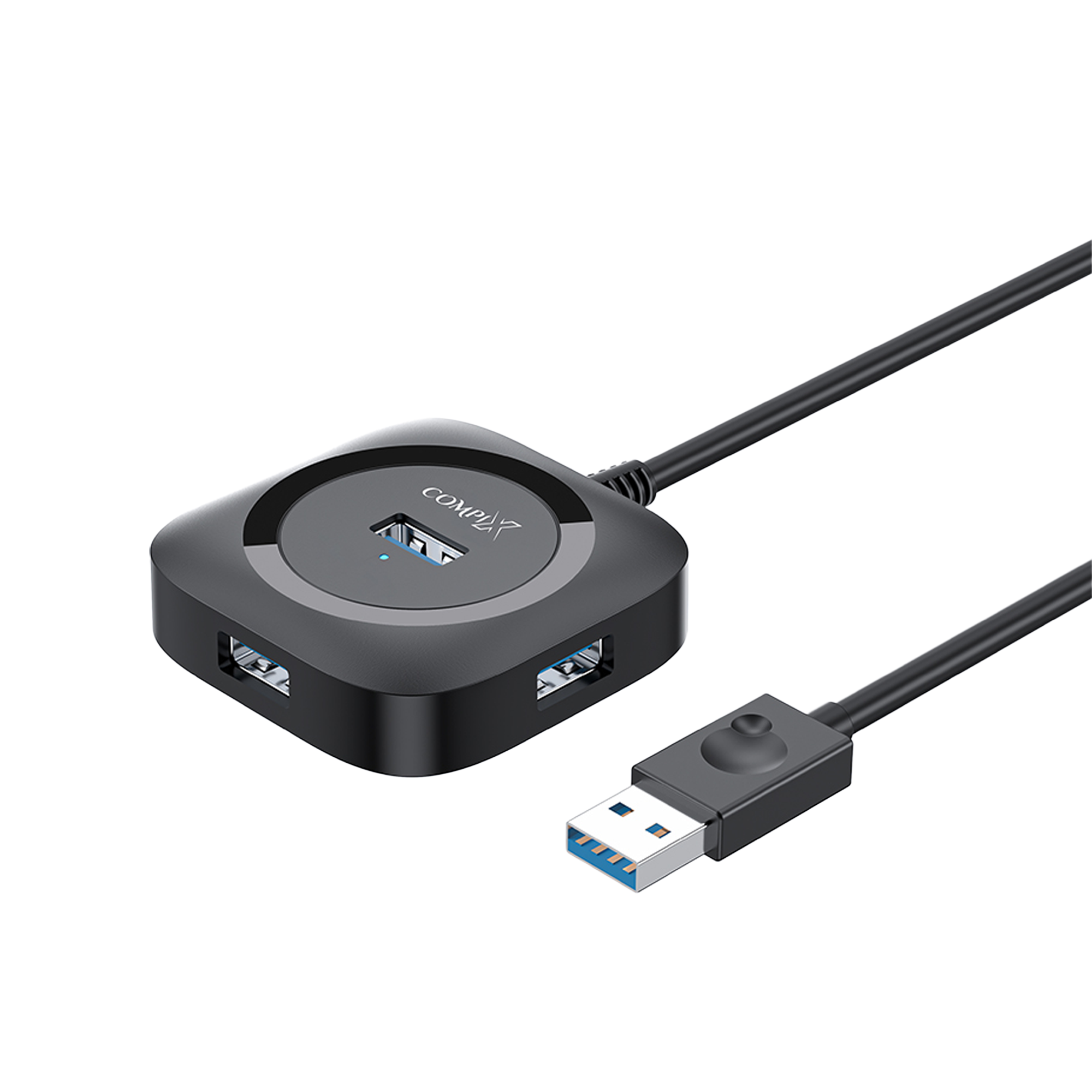COMPIX USB 3.0 4-Port Hub 5Gbps High-Speed Multiport Adapter with 1m Cable, LED Indicator & Micro-USB Power Input for Laptop, PC, MacBook, PS5 & Smart TV