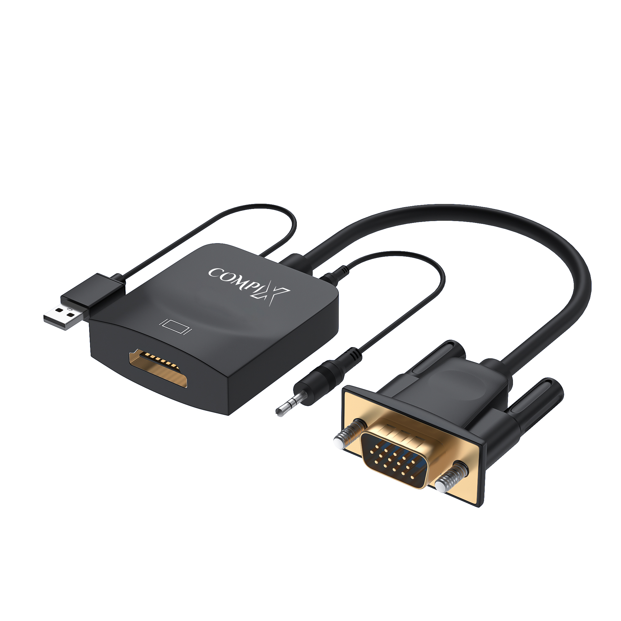 COMPIX VGA to HDMI Converter 1080P 60Hz with Audio & USB Power, VGA to HDMI Adapter with 3.5mm Audio Support for PC, Laptop, Monitor & Projector