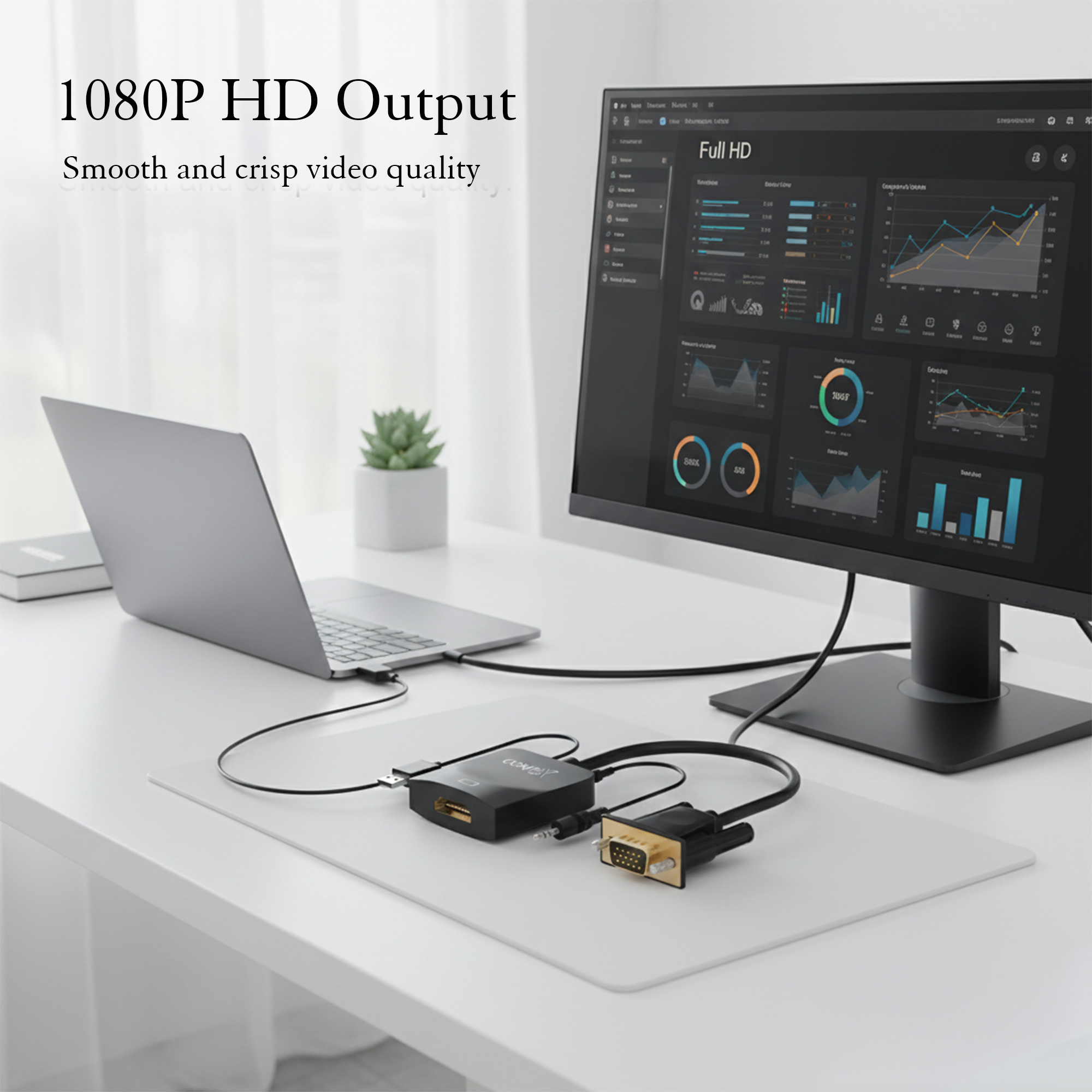 COMPIX VGA to HDMI Converter 1080P 60Hz with Audio & USB Power, VGA to HDMI Adapter with 3.5mm Audio Support for PC, Laptop, Monitor & Projector - Image 9