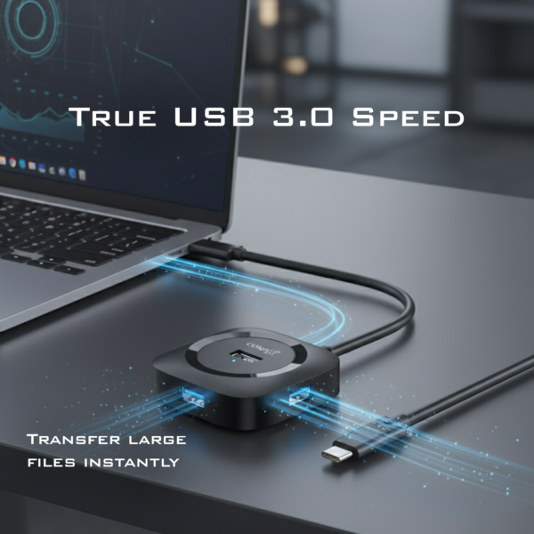 COMPIX USB 3.0 4-Port Hub 5Gbps High-Speed Multiport Adapter with 1m ...