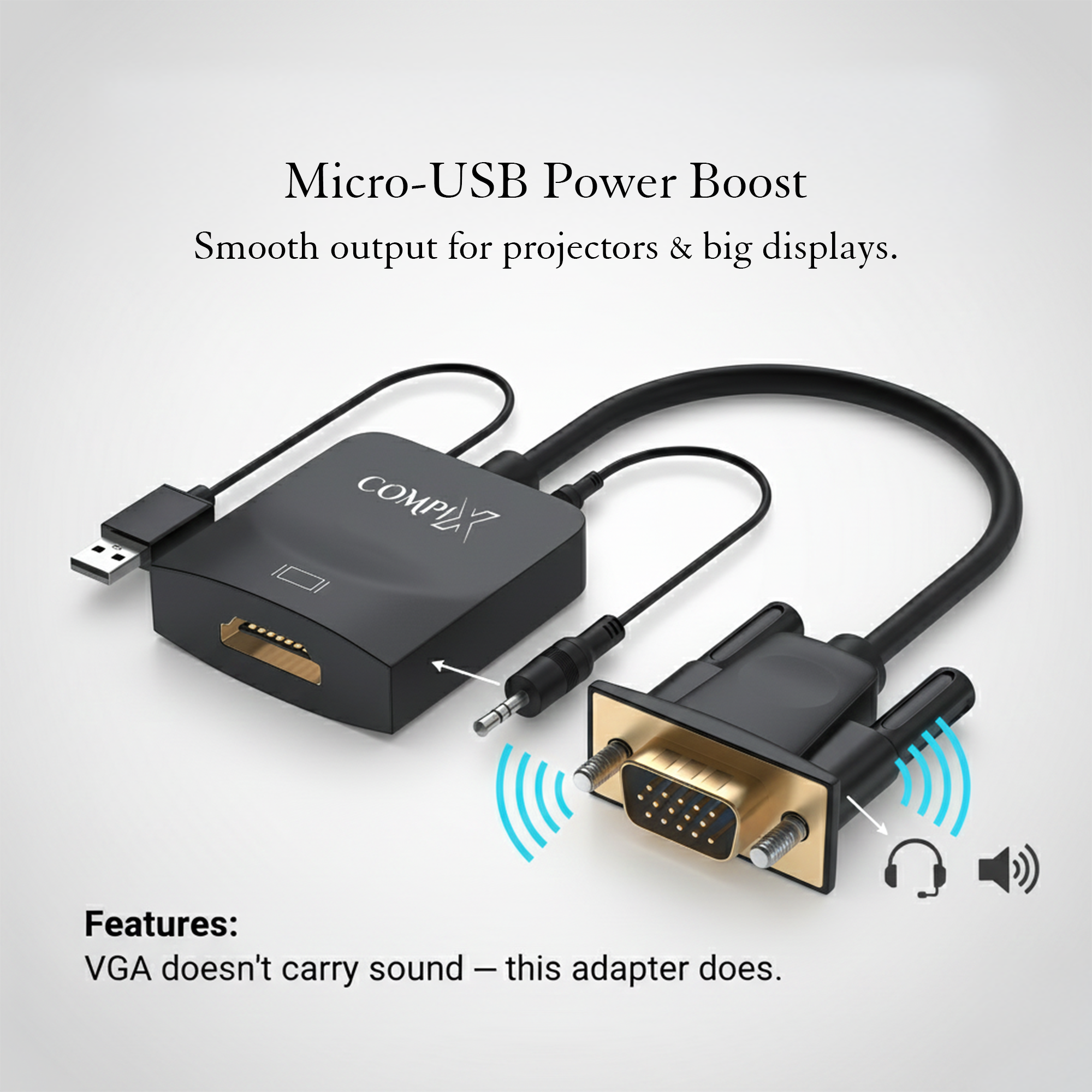 COMPIX VGA to HDMI Converter 1080P 60Hz with Audio & USB Power, VGA to HDMI Adapter with 3.5mm Audio Support for PC, Laptop, Monitor & Projector - Image 8