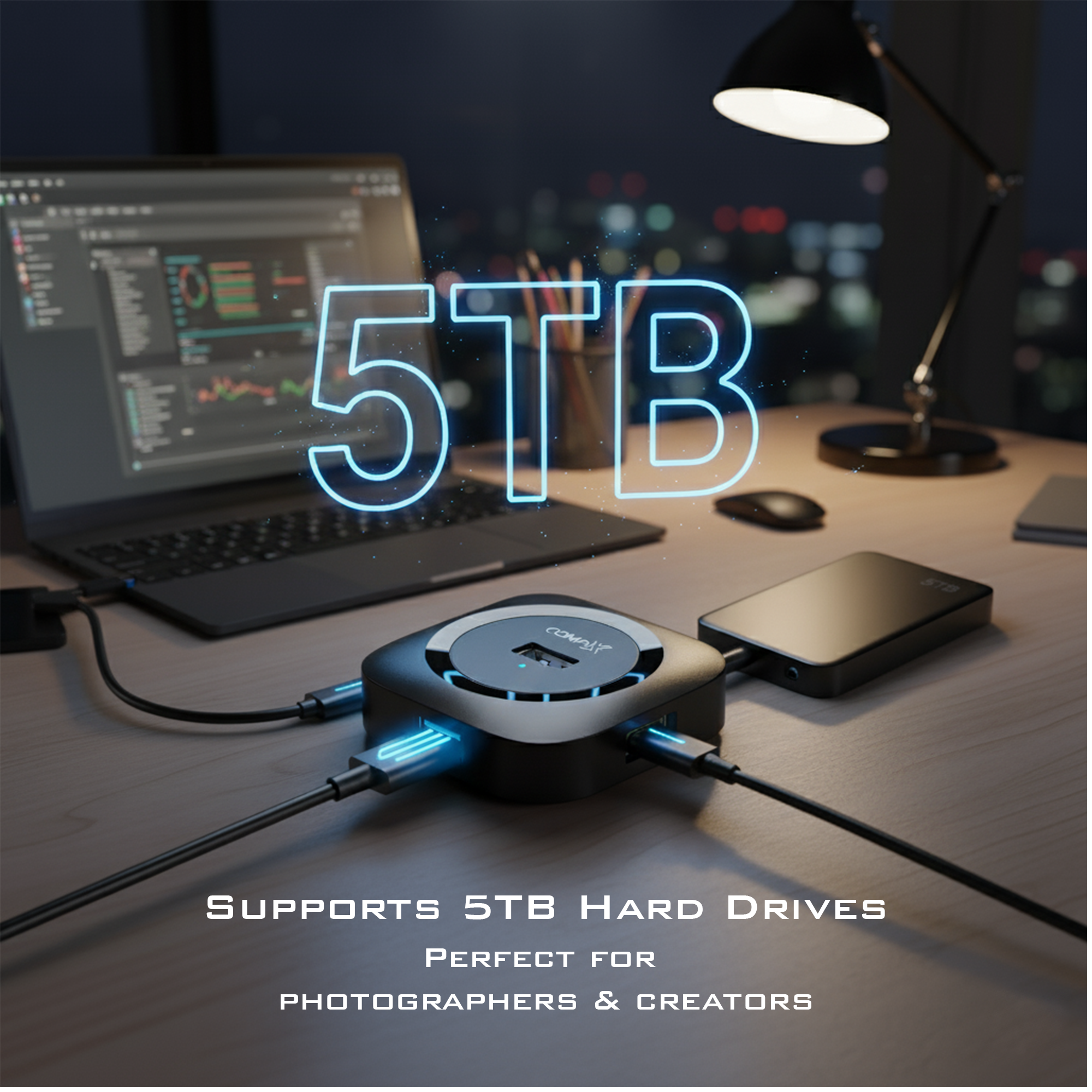 COMPIX USB 3.0 4-Port Hub 5Gbps High-Speed Multiport Adapter with 1m Cable, LED Indicator & Micro-USB Power Input for Laptop, PC, MacBook, PS5 & Smart TV - Image 7