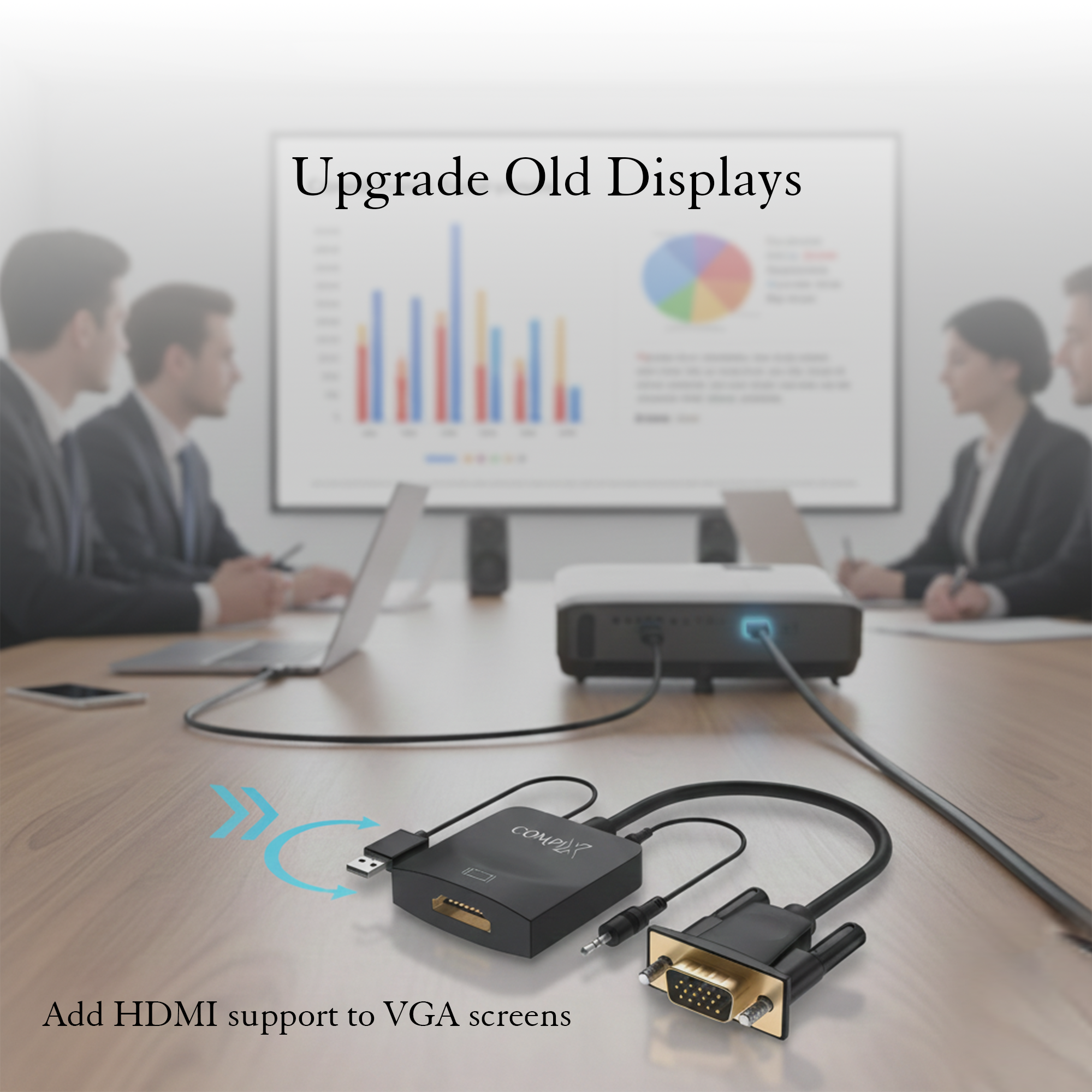 COMPIX VGA to HDMI Converter 1080P 60Hz with Audio & USB Power, VGA to HDMI Adapter with 3.5mm Audio Support for PC, Laptop, Monitor & Projector - Image 3