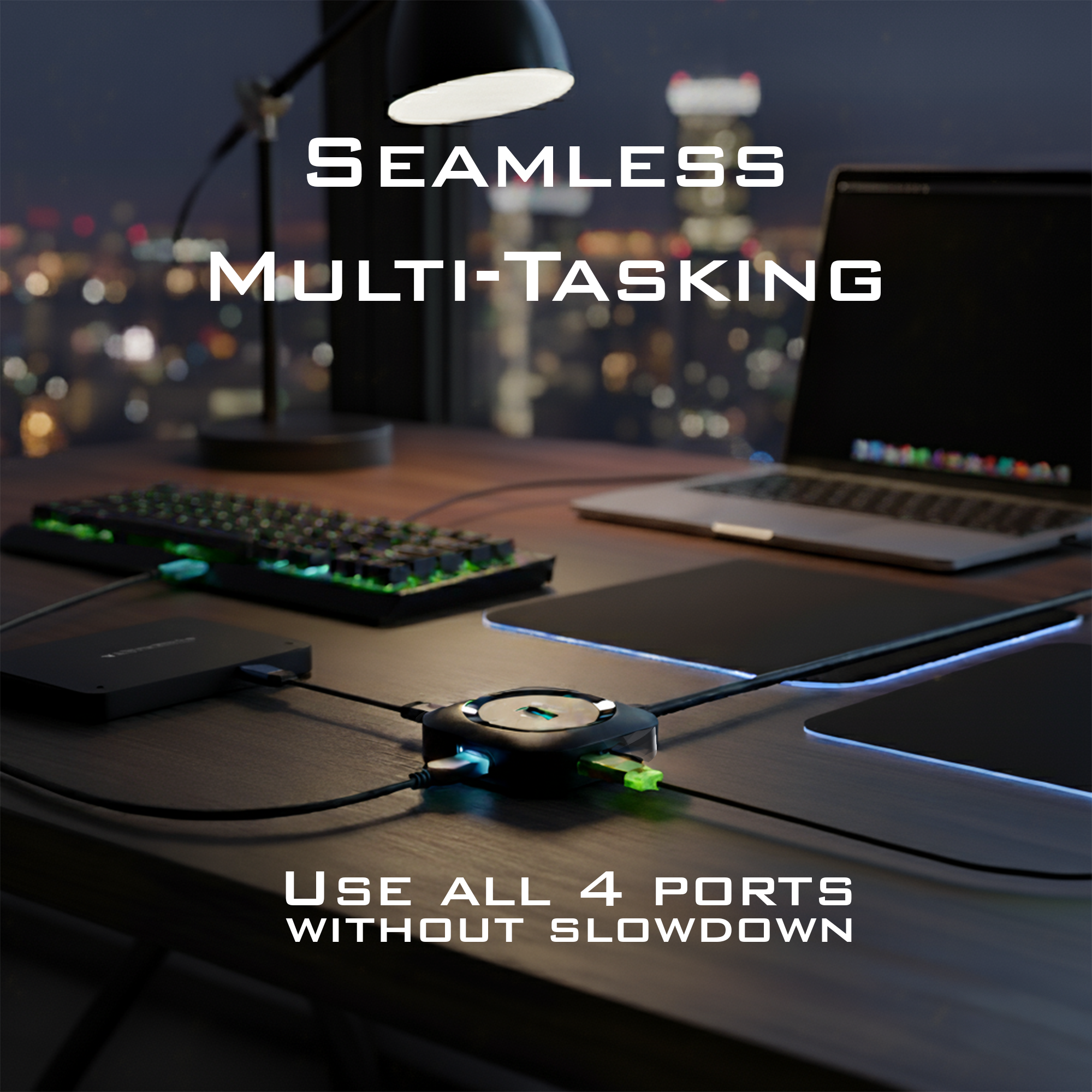 COMPIX USB 3.0 4-Port Hub 5Gbps High-Speed Multiport Adapter with 1m Cable, LED Indicator & Micro-USB Power Input for Laptop, PC, MacBook, PS5 & Smart TV - Image 4