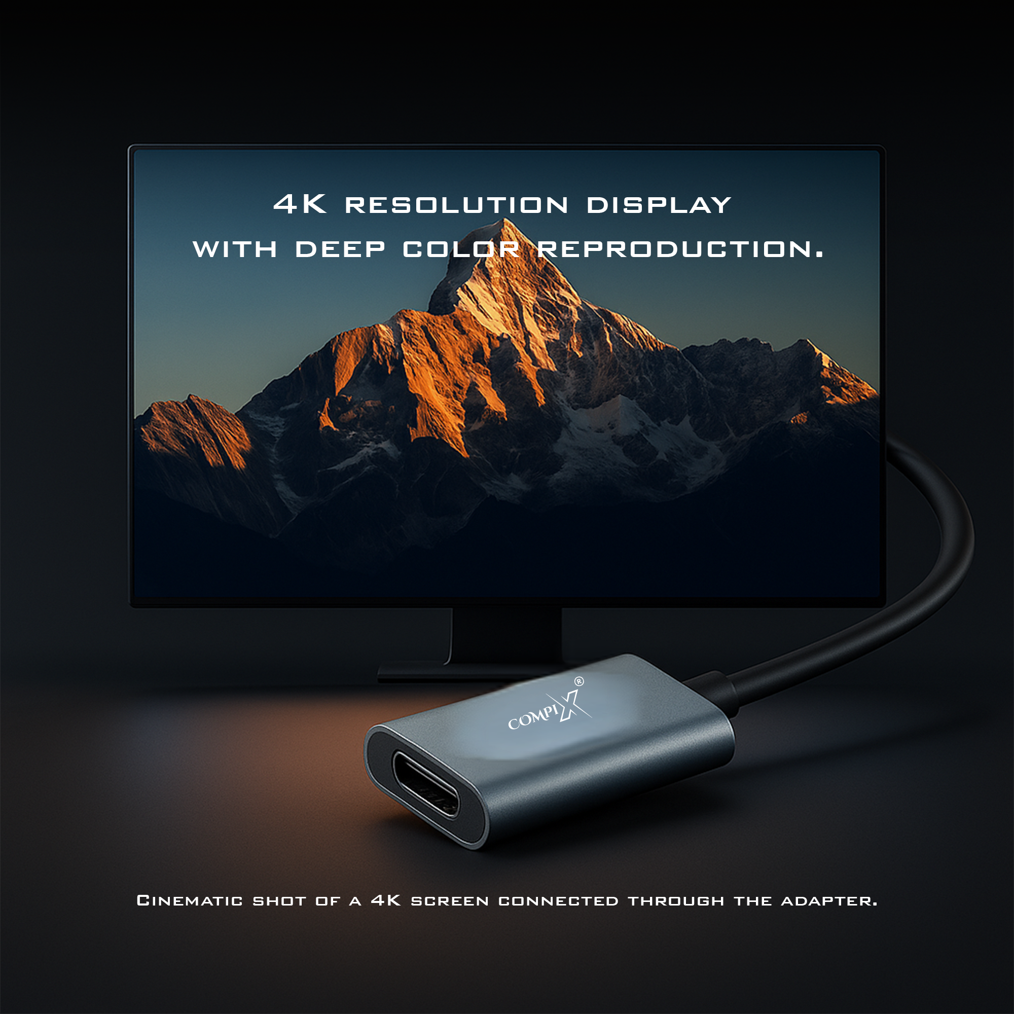 COMPIX USB-C 3.1 to HDMI Adapter 4K@30Hz Aluminum Portable Type-C to HDMI Converter for MacBook, iPad, Galaxy, Surface, XPS & Laptops - Image 2