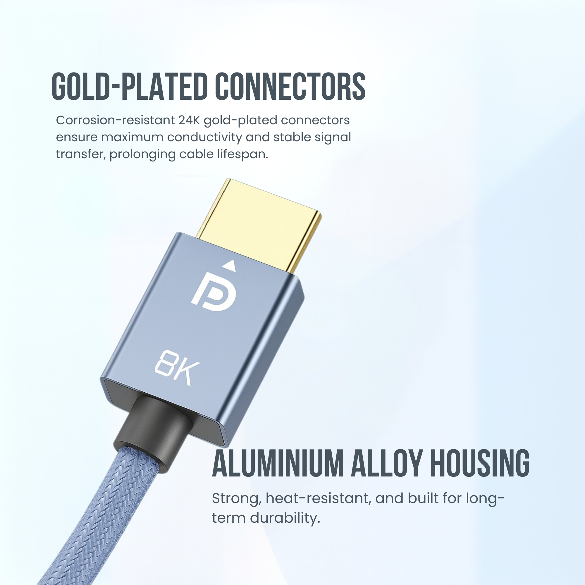 COMPIX DisplayPort Cable DP 1.2 / 1.4 High-Speed DP to DP 4K 8K HDR Gaming Monitor Cable – Gold-Plated Shielded & Braided (Multiple Lengths) - Image 2