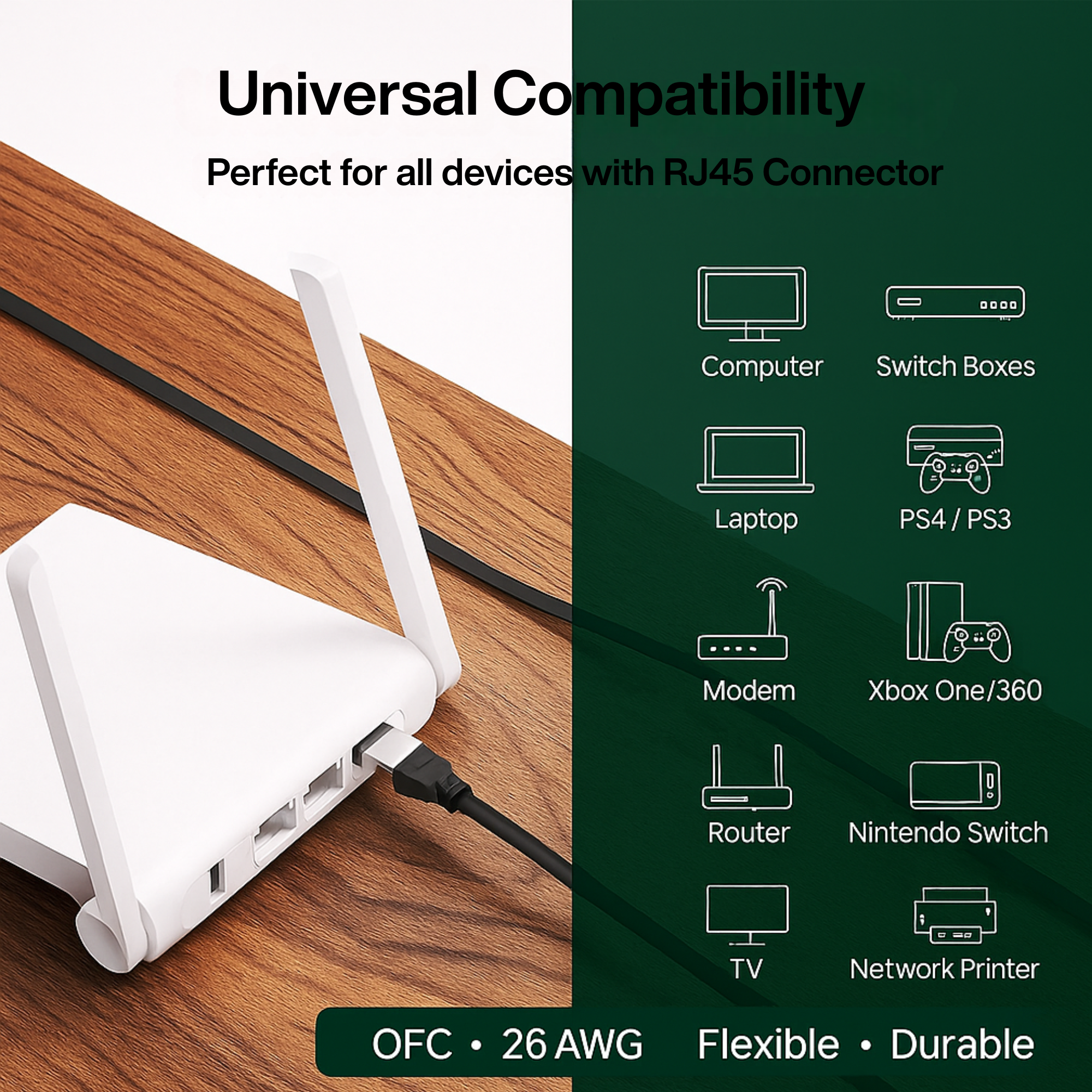 COMPIX Cat6 Ethernet Cable RJ45 LAN Patch Cord – 1000Mbps 250MHz – Gold Plated – Fluke Tested - Image 8