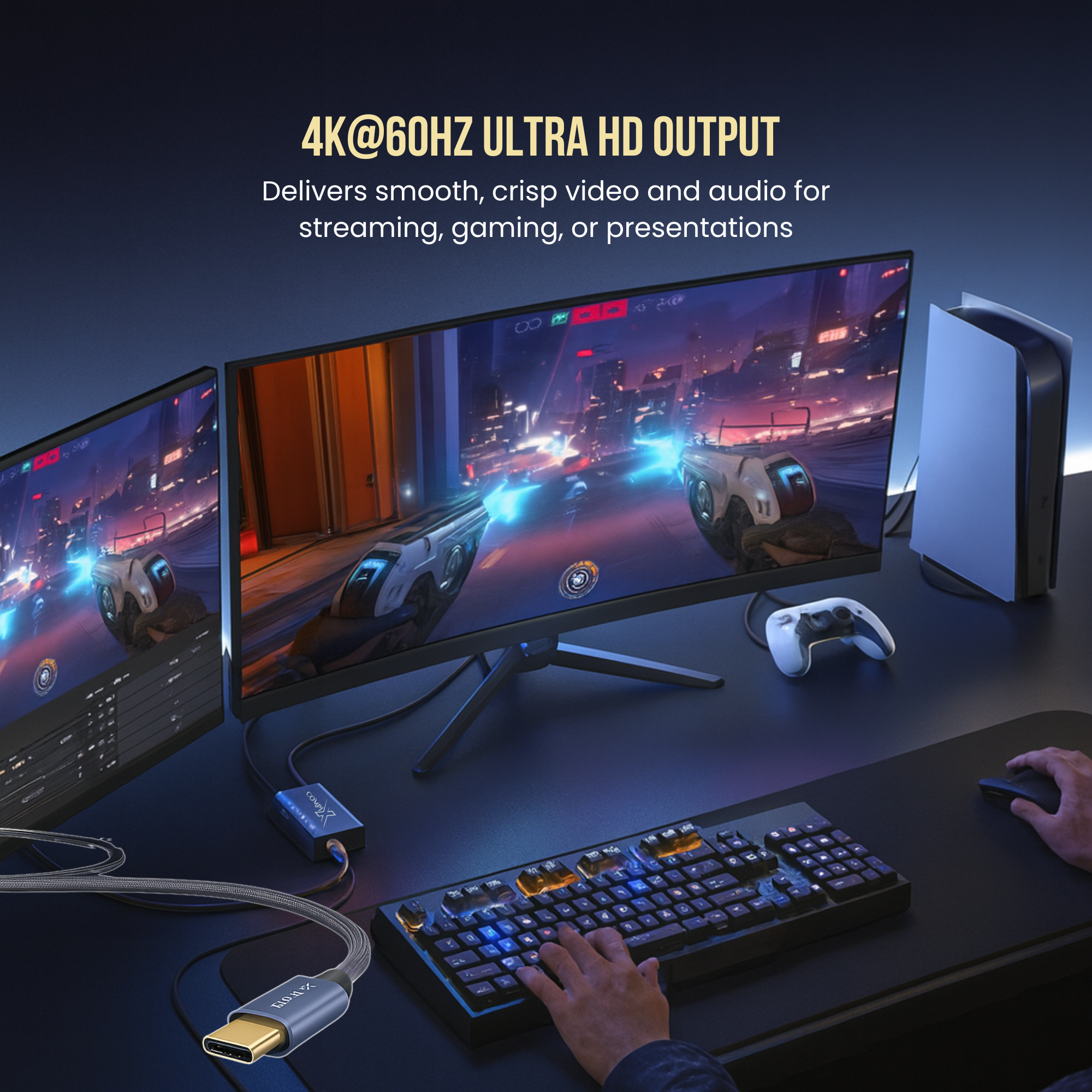 COMPIX USB-C to HDMI Cable 2M 4K@60Hz Type-C / Thunderbolt 3 to HDMI Braided Gold-Plated – Monitor & TV Adapter for MacBook, iPad, Galaxy, Laptop - Image 6