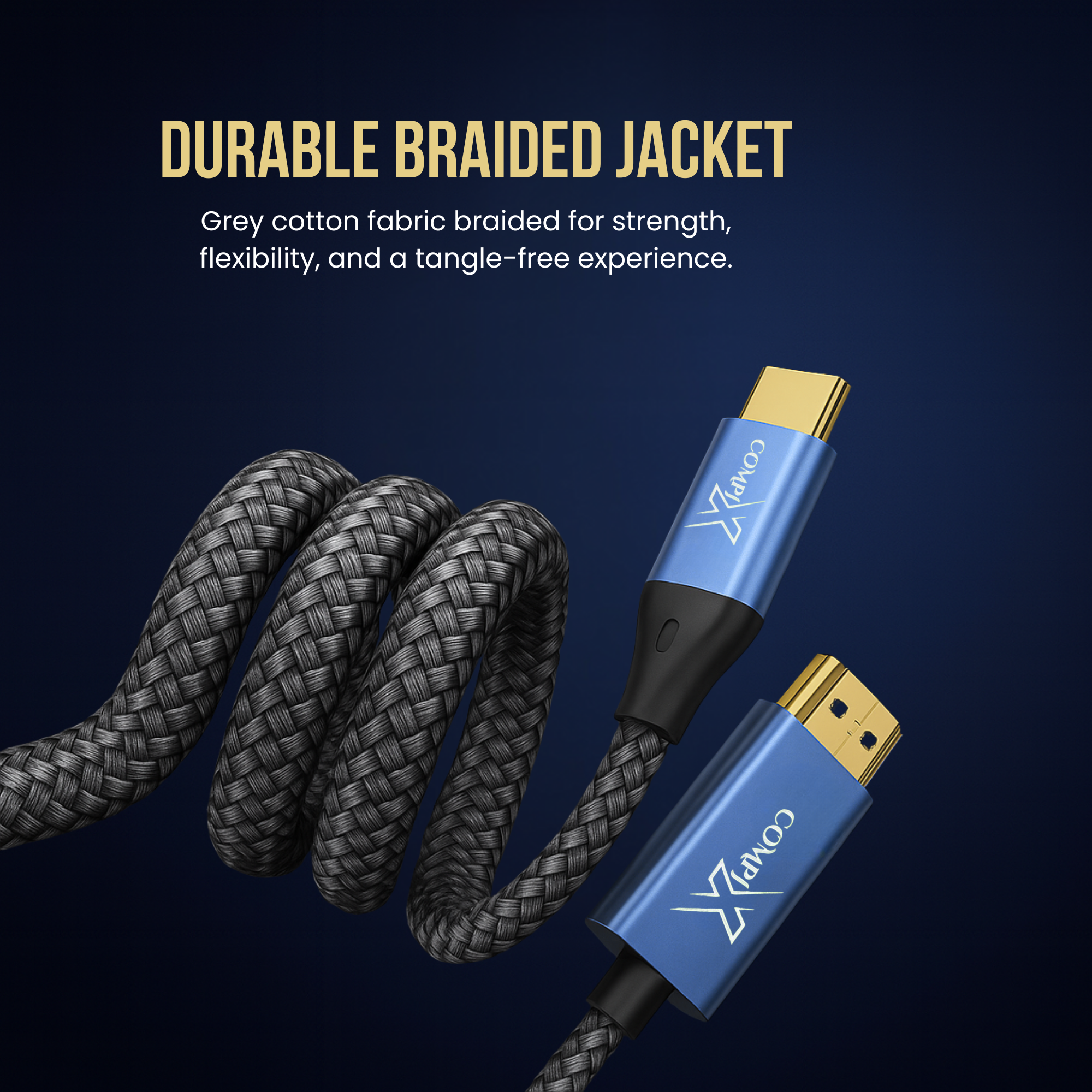 COMPIX USB-C to HDMI Cable 2M 4K@60Hz Type-C / Thunderbolt 3 to HDMI Braided Gold-Plated – Monitor & TV Adapter for MacBook, iPad, Galaxy, Laptop - Image 8