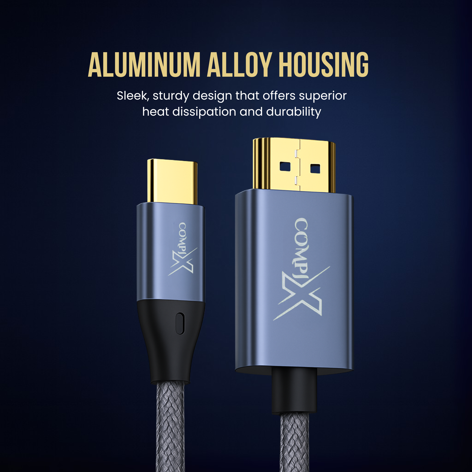 COMPIX USB-C to HDMI Cable 2M 4K@60Hz Type-C / Thunderbolt 3 to HDMI Braided Gold-Plated – Monitor & TV Adapter for MacBook, iPad, Galaxy, Laptop - Image 9