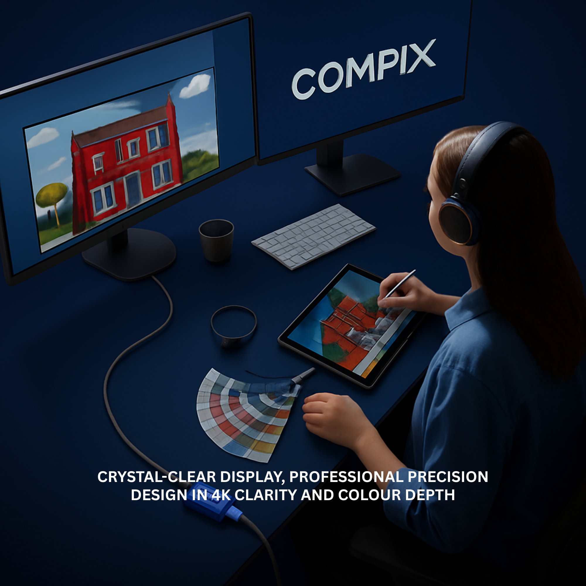 COMPIX USB-C to HDMI Cable 2M 4K@60Hz Type-C / Thunderbolt 3 to HDMI Braided Gold-Plated – Monitor & TV Adapter for MacBook, iPad, Galaxy, Laptop - Image 3