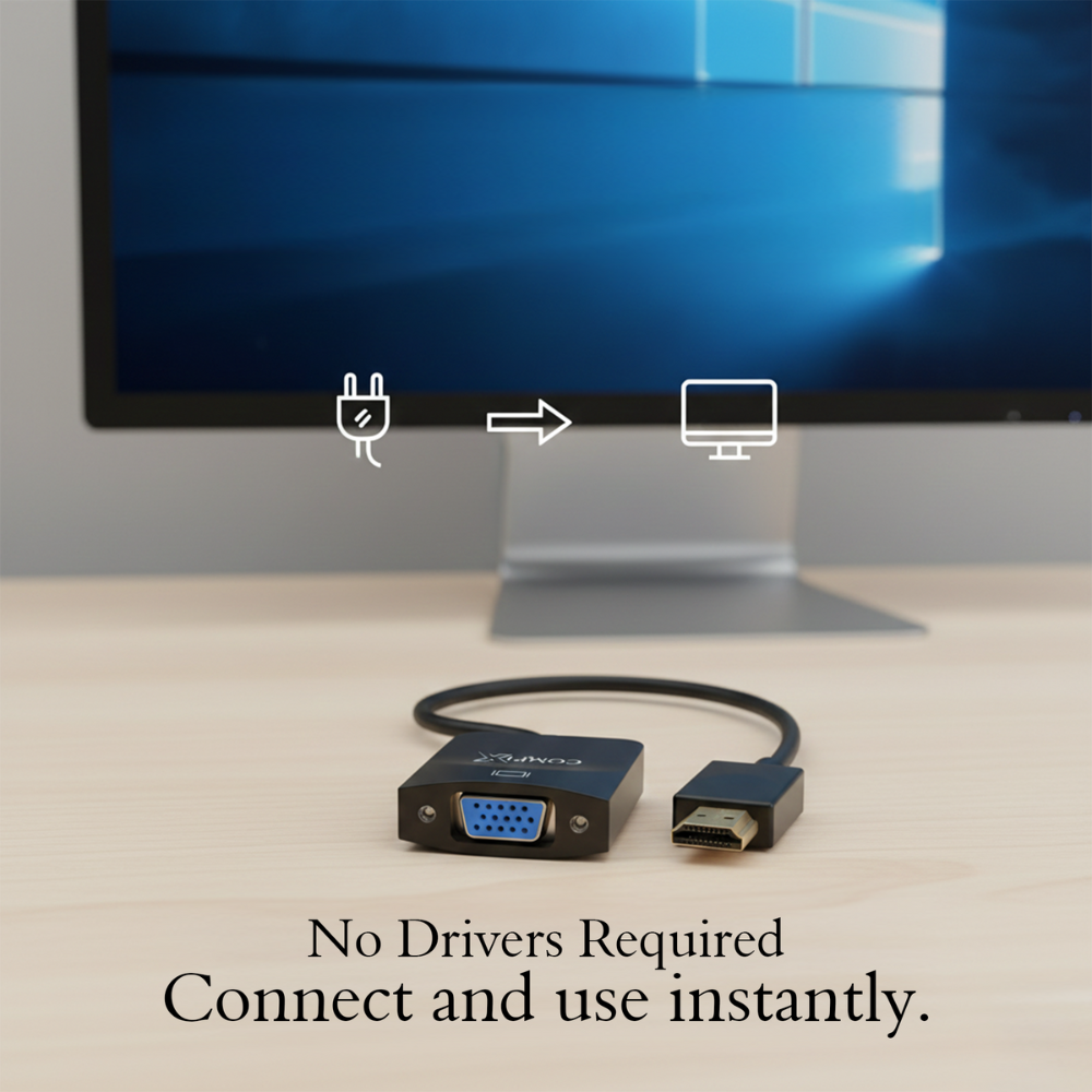 COMPIX DisplayPort to VGA Adapter | DP Male to VGA Female | 1080P 60Hz Plug & Play Converter Cable - Image 4