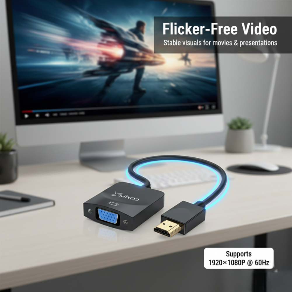 COMPIX DisplayPort to VGA Adapter | DP Male to VGA Female | 1080P 60Hz Plug & Play Converter Cable - Image 7