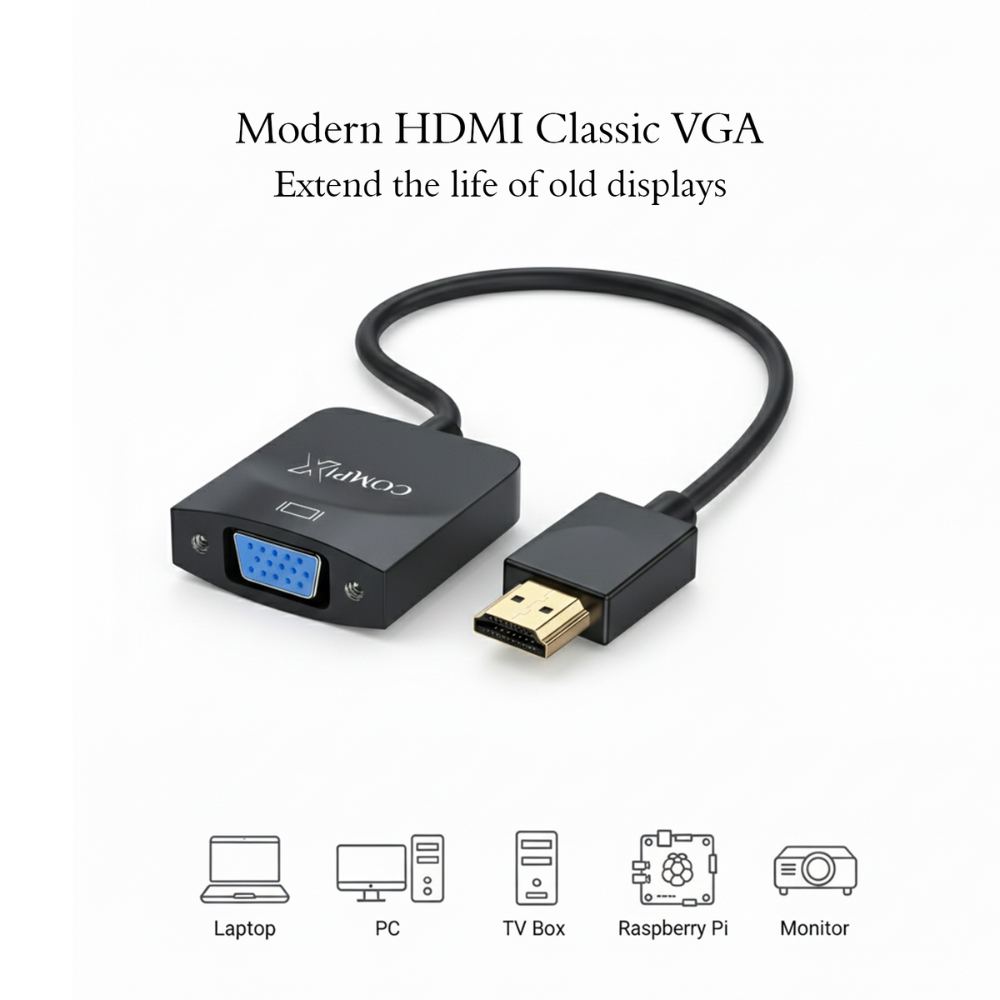 COMPIX DisplayPort to VGA Adapter | DP Male to VGA Female | 1080P 60Hz Plug & Play Converter Cable - Image 9