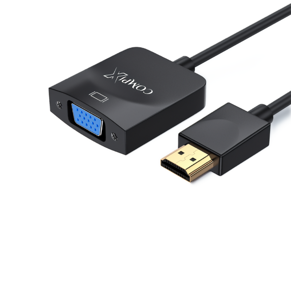 COMPIX HDMI to VGA Adapter 1080P Full HD Converter Gold-Plated HDMI Male to VGA Female for Laptop, PC, Monitor & Projector