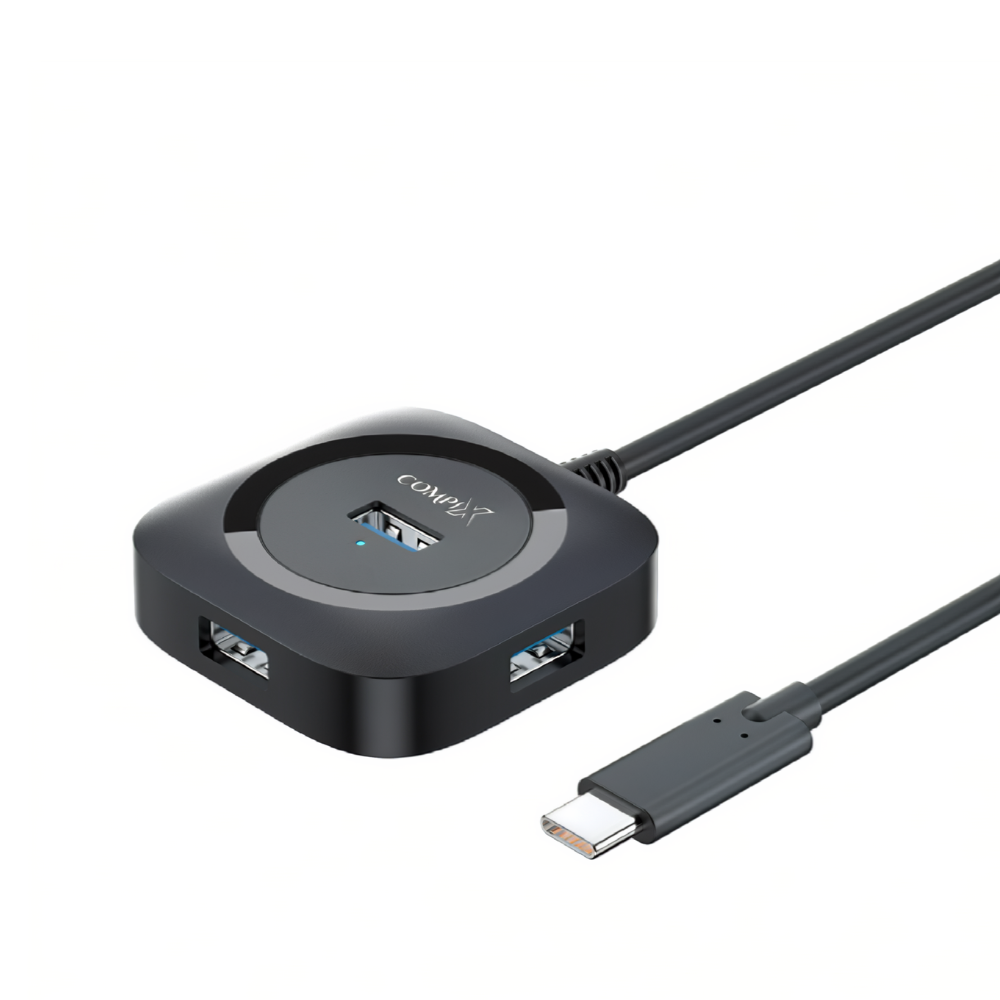 USB 3.0 4-Port Hub (USB-A Input, 1 m Cable) – High-Speed 5 Gbps Multiport Adapter with LED Indicator and Micro-USB Power Input – Compatible with Laptop, PC, MacBook, PS5 and Smart TV