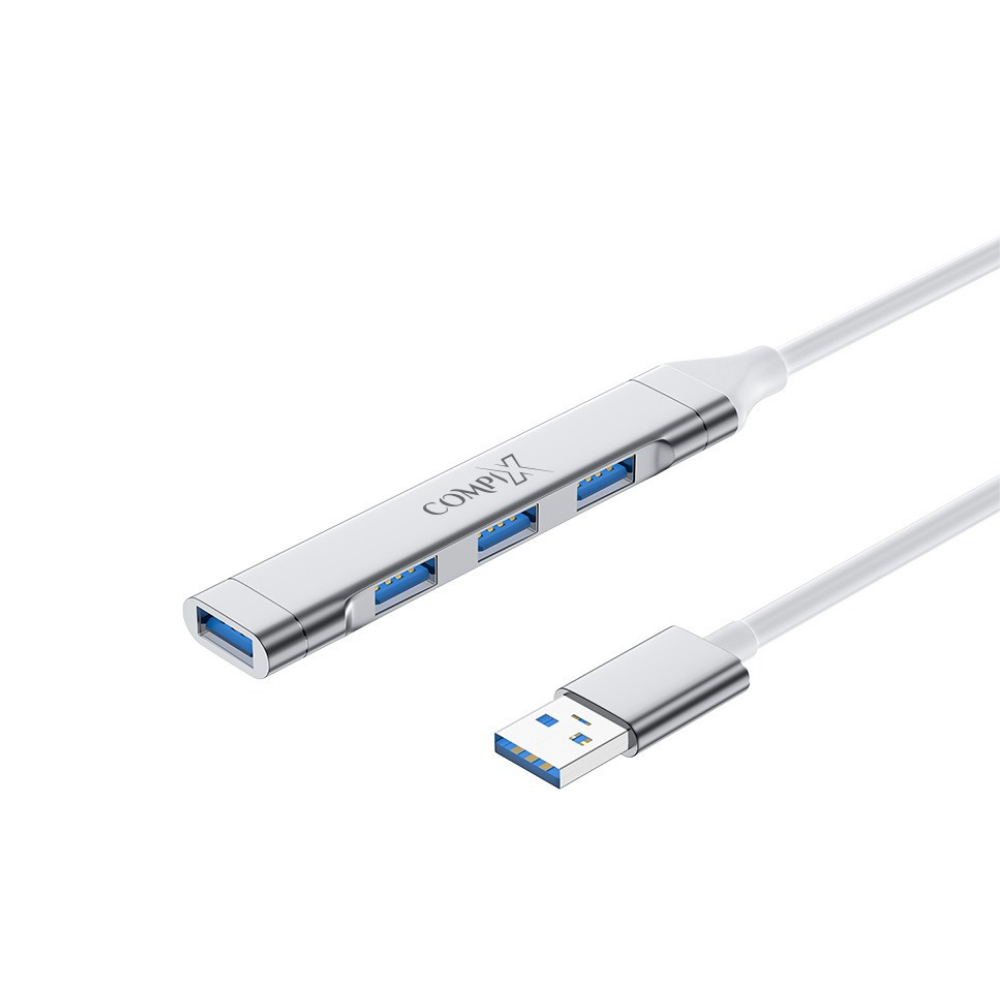 COMPIX USB 3.0 1-Port Hub and USB 2.0 3 Port HUB  Aluminium Alloy 5Gbps High-Speed USB Splitter with LED Indicator, Multiport Adapter for Laptop, PC, MacBook, PS5 & Xbox